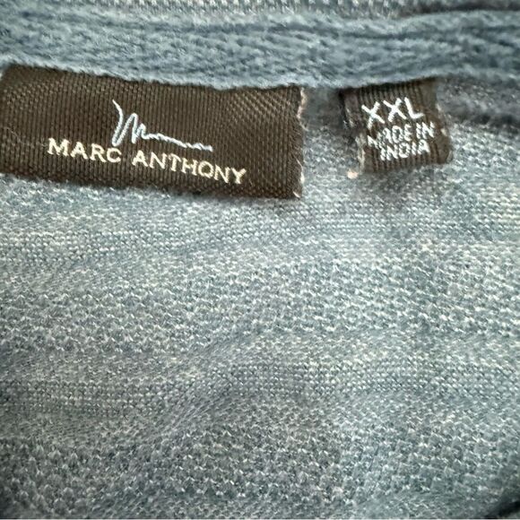 Marc Anthony Blue Short Sleeve Henley Shirt XXL 60% Cotton Preowned EUC - Picture 3 of 4